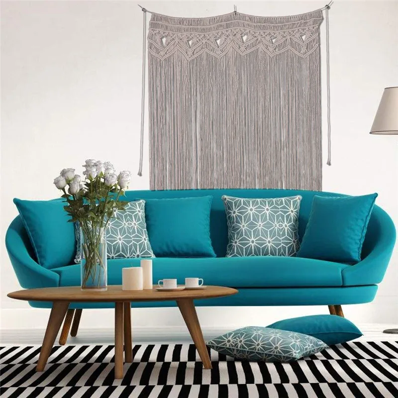 Handmade Woven Macrame Cotton LineTapestry Bohemian Wall Hanging Curtain Wedding Background Decorate Home Blind Window Pendants | Дом и сад
