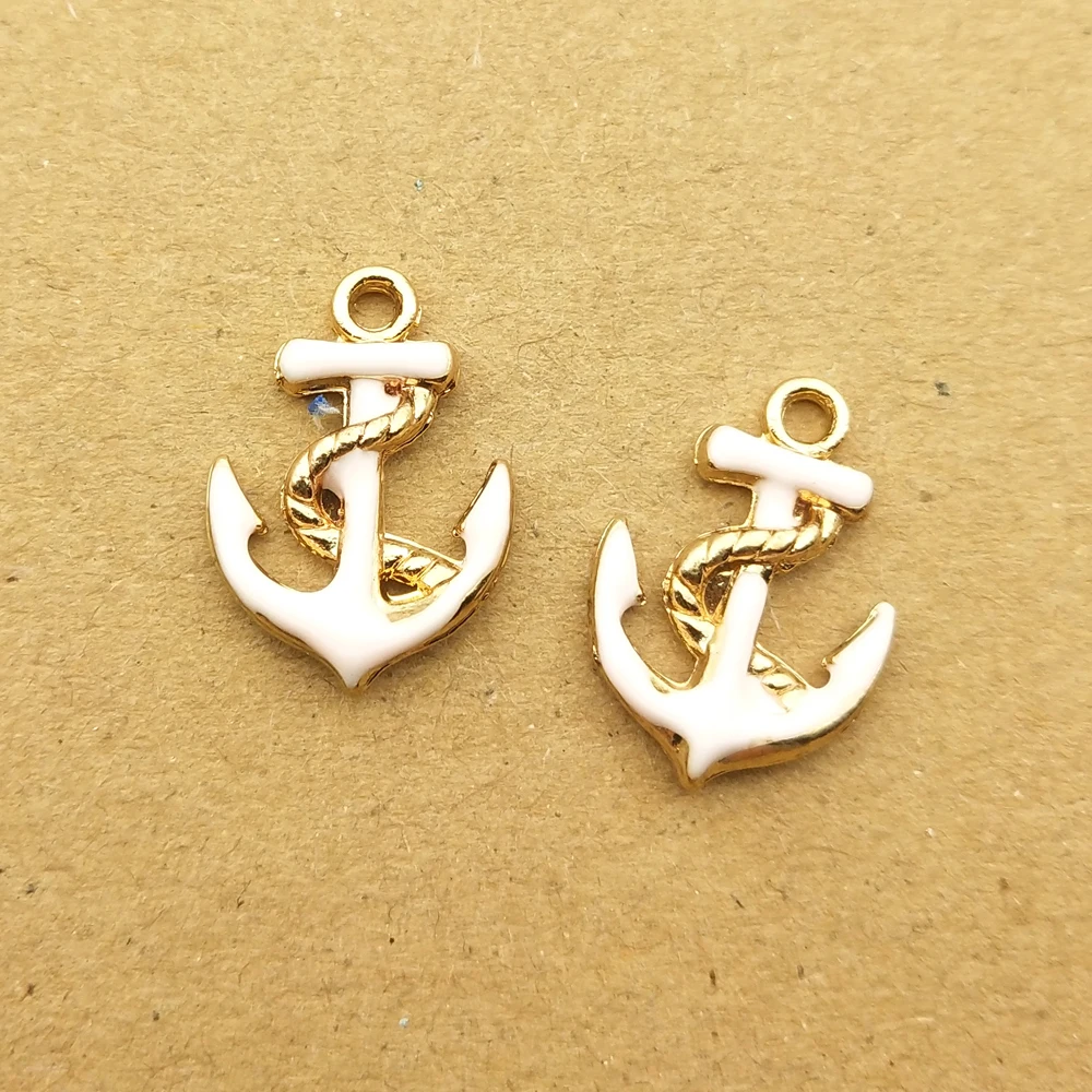 Эмалированный Шарм-подвеска с якорем для изготовления ювелирных изделий модные