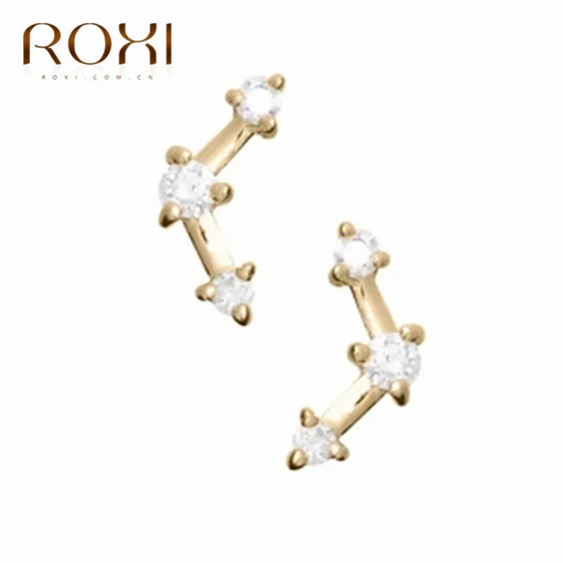 ROXI Новая мода со стразами серьги-клаймберы голубой огненный запонка с опалом серьги для Для женщин ювелирные изделия с геометрическим рисунком маленькие длинные серьги шпильки