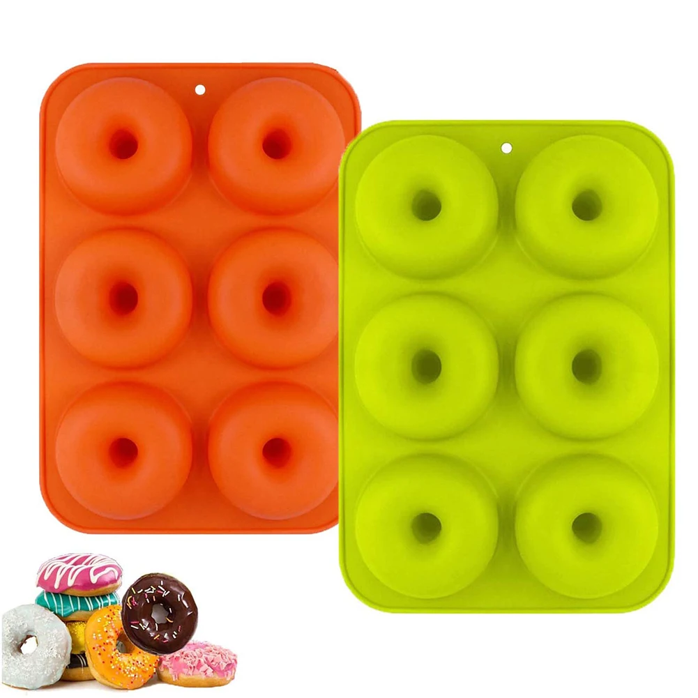 

2pcs Non-Stick Cute Mold Decoration Tools 6 Grids DIY Doughnut Cake Molds Silicone Bakeware Mould Donut Baking Pan