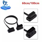 60 см плоский тонкий как лапша OBD2 OBDII OBD 16Pin ELM327 штекер-гнездо удлинитель для локтя диагностический сканер соединитель