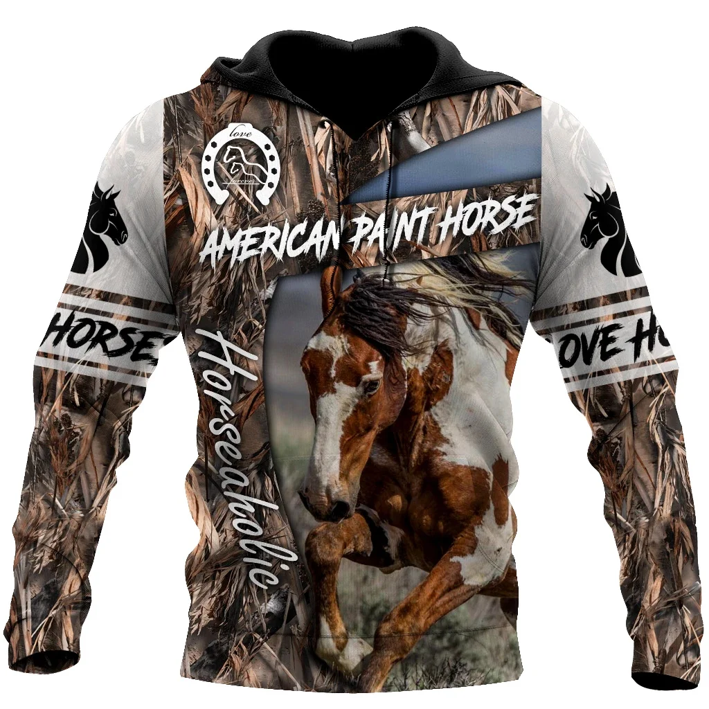 

Spring And Autumn Fashion Hip Hop Top 3d Running Horse Pattern Men's Hooded Sweatshirt Sports Top 2022 New