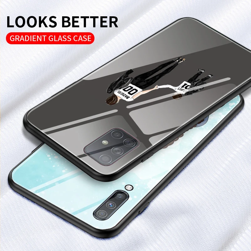 

Tempered Glass Case For Samsung Galaxy A50 A51 A71 A10 A20 A21s A31 A41 A42 M21 M31 M51 Back Cover Fundas Princess Mom Dad Baby