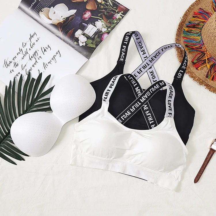 

Bra Underwear strapless glass sexy French bring breast pad Make female women Bras fashion letter new Comfortable elas black