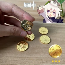 Genshin Impact Metal Coin Mora Open Treasure Chest Game Metal Coin Strengthen Equipment Tivat Cosplay Accessories