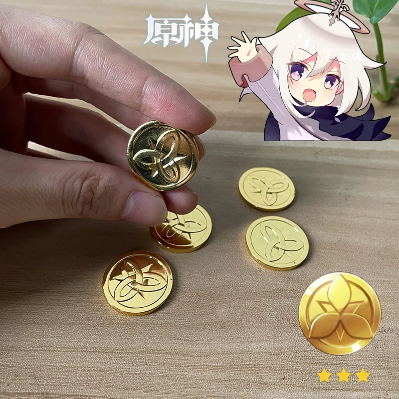 Genshin ударная металлическая монета Mora открытая сундук для сокровищ игровая