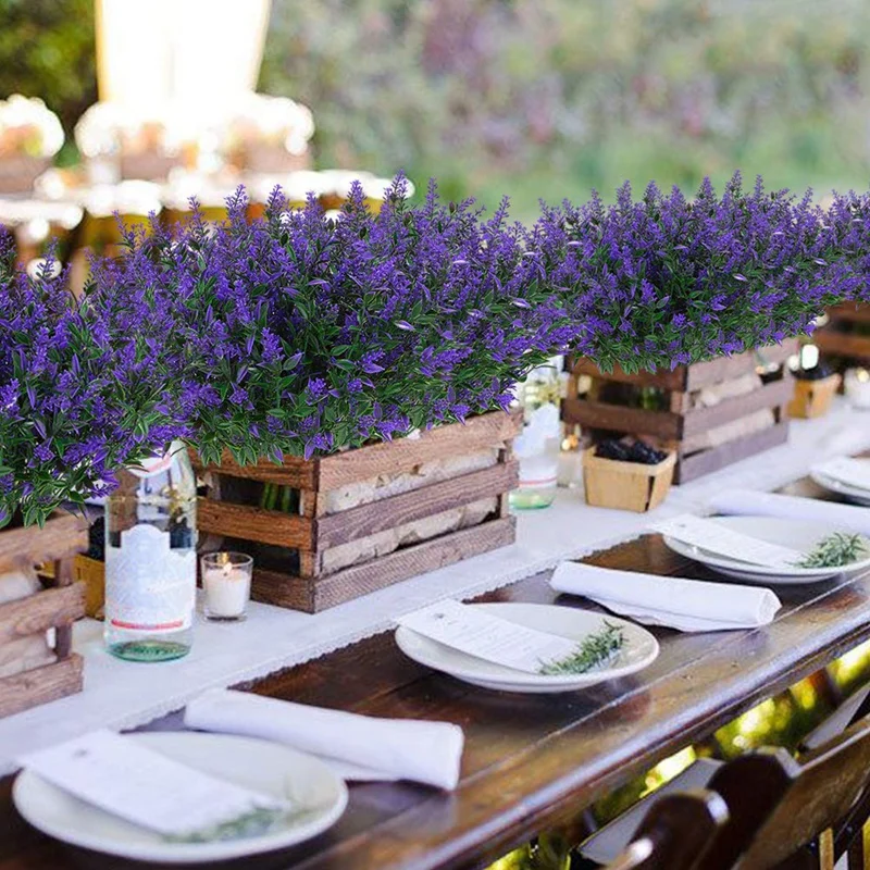 Искусственные цветы лаванды растения 6 шт. реалистичные УФ стойкие искусственные