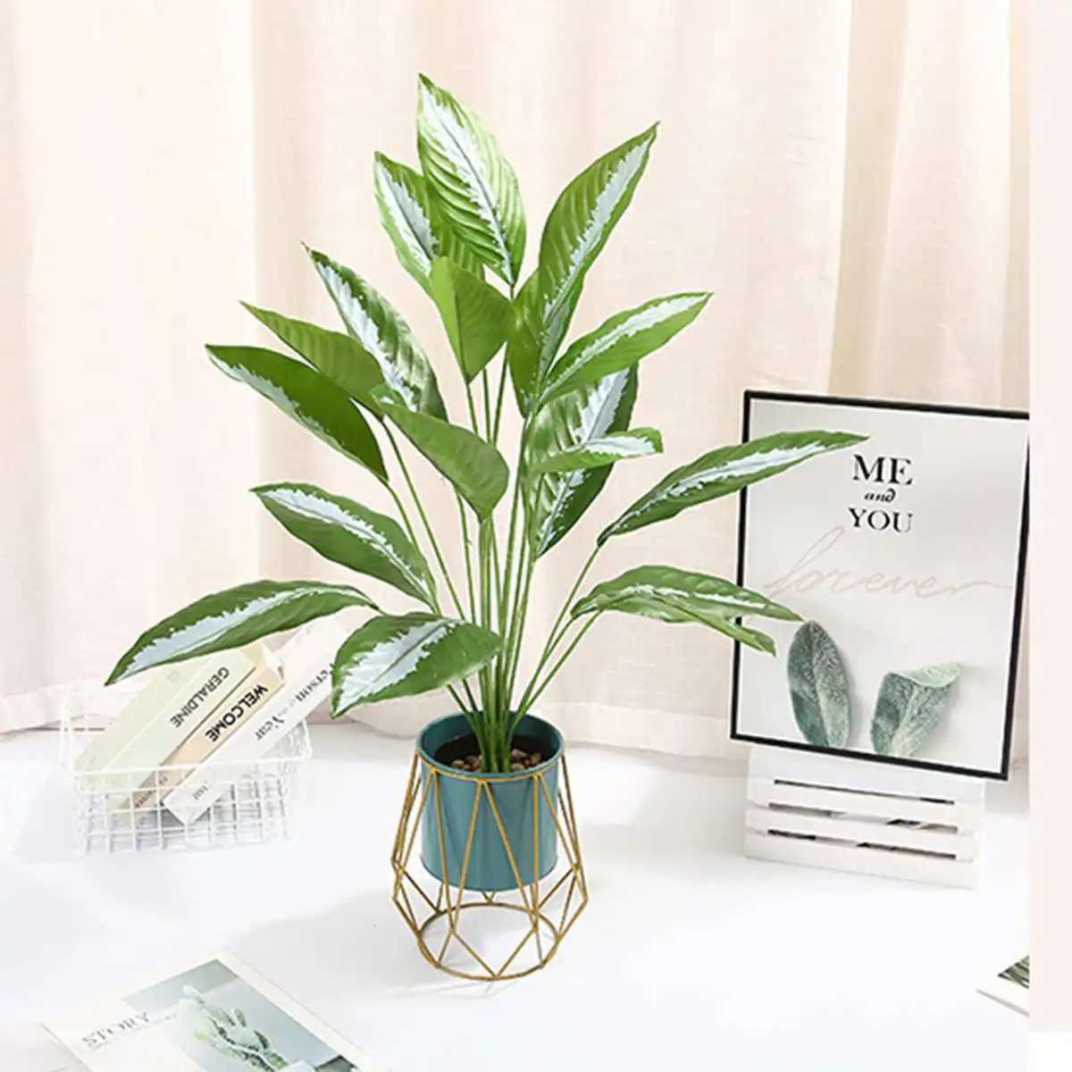 

18 Fork Artificial Plants Eucalyptus Grass Plastic Ferns Green Leaves Fake Leaves Plant Wedding Home Decoration Decors No Pot