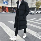 Мужской длинный пуховик пальто Элитный бренд зимние однотонные черные паркас мужское размера плюс 4XL толстые теплые Слим Фит Мужское пальто