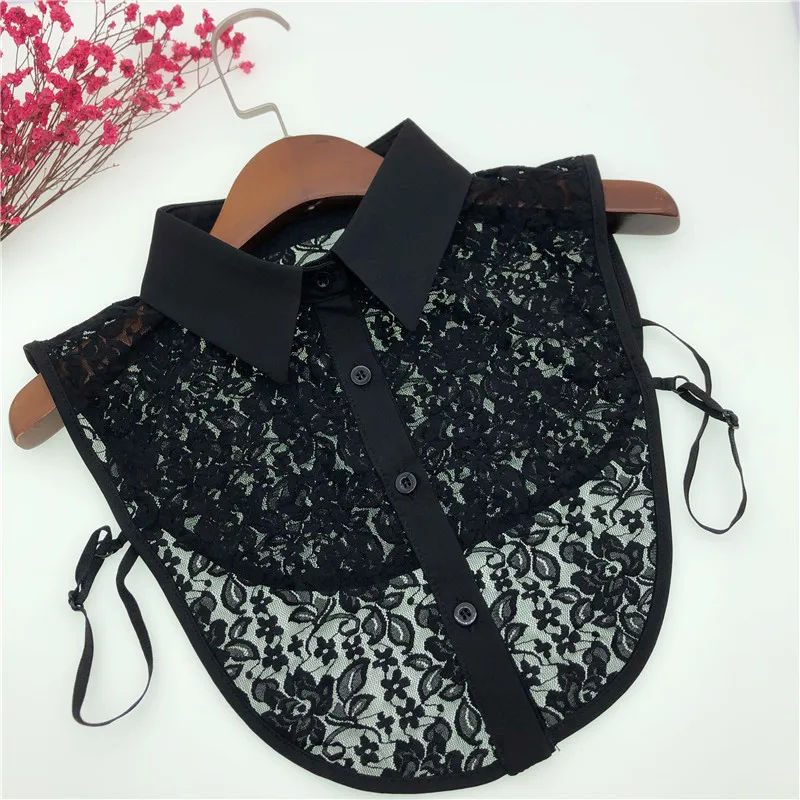 

Women's Sleeveless Fake Collar Shirt Female Detachable Collars Lady Removable Lapel Half Shirt Turn Down False Collar Tie