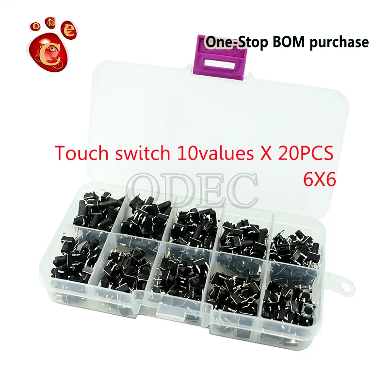 

Tap/patch switch button switch box kit 10 kinds 200 each 20 6x6 button switches