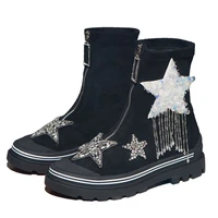 star rhinestones tassel women martin boots cool black autumn ankle boots glitter sequins ladies casual autumn shoes woman 2020