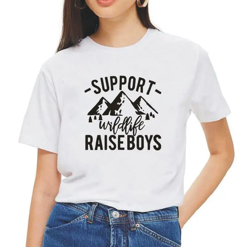 

Футболка с надписью SUPPORT Wild RAISEBOYS женская, топ с коротким рукавом, Повседневная рубашка в стиле Харадзюку, на лето