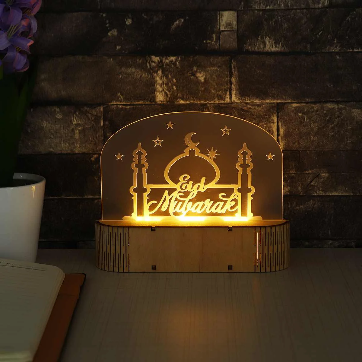 

Ислам мусульманских ИД Мубарак висячий светильник мечети светодиодный ночной Светильник украшение для домашней вечеринки светодиодный на...