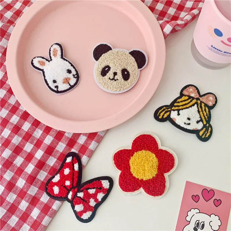 

20 PCS/lot Cute Cartoon Girl Bow Patches Appliques for Craft Clothes Sewing Supplies Hair Clip Accessories