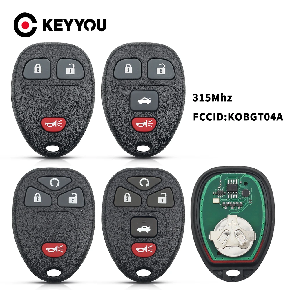 

KEYYOU KOBGT04A 3/4/5 Buttons Remote Control Car Key Keyless Entry For Chevrolet Buick Tahoe Traverse GMC 2007 - 2014 315MHz