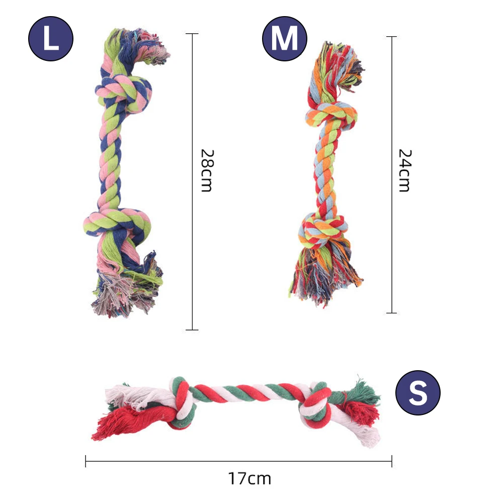 

Random Color Pet Dog Toy Bite Rope Double Knot Cotton Rope Funny Cat Toy Bite Resistant and Sharp Teeth Pet Supplies Puppy Toys