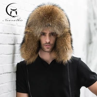2022 natural color fur hat siberian style fur hat raccoon full ushanka hat for middle aged cotton cap lei feng hat winter hat