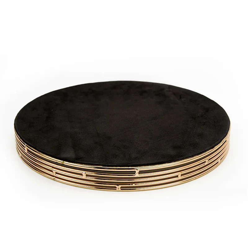 

European Gold Glass Tray Vintage Round Metal Storage Tray for Dessert Fruit Plate Makeup Jewelry Mirror Tray Home Kitchen Decor