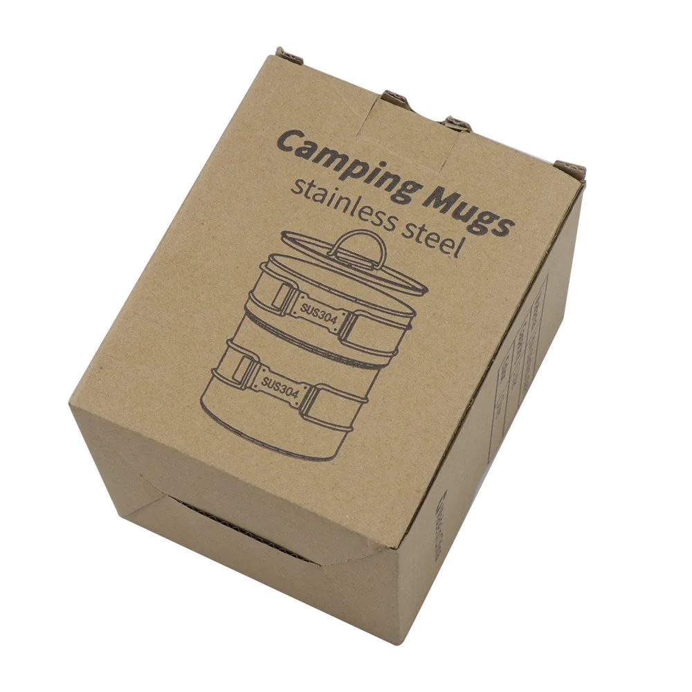 

Outdoor 304 Stainless Steel Pot Convenient Water Cup Camping Coffee Cup With Folding Handle Picnic Cookware Set