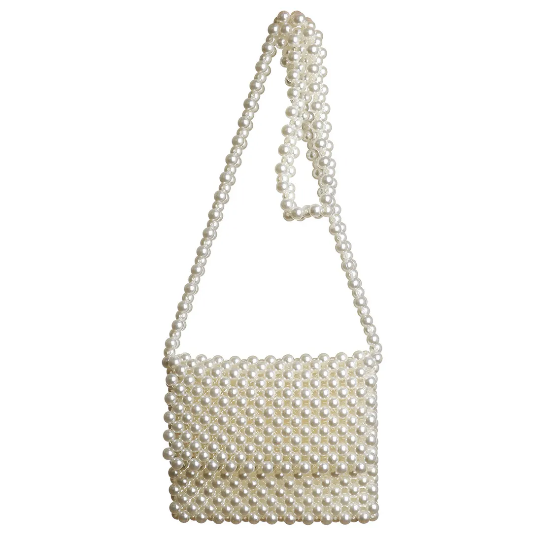 

New Fashion Pearl Shoulder Bag Female Punk Style Hollow Out Clutch Glass Pearl Handmade Handbag Fashion Mini Small Crossbody Bag