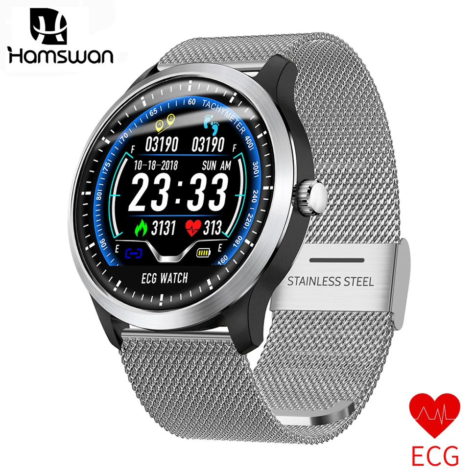 Hamswan N58 Смарт-часы ECG+ PPG для мужчин IP67 водонепроницаемые спортивные часы кровяное давление пульсометр поддержка счетных часов