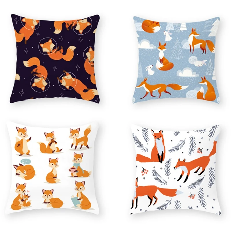 

Декоративный чехол для диванной подушки с изображением лисы животного