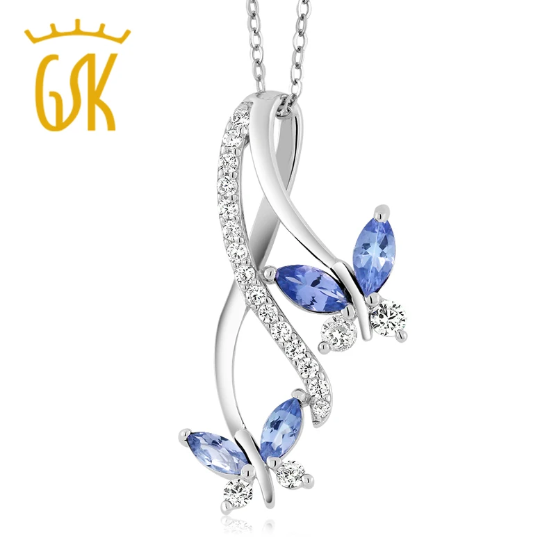 1.21 СТ маркиза синий танзанитовая стерлингового серебра 925 пробы бабочки