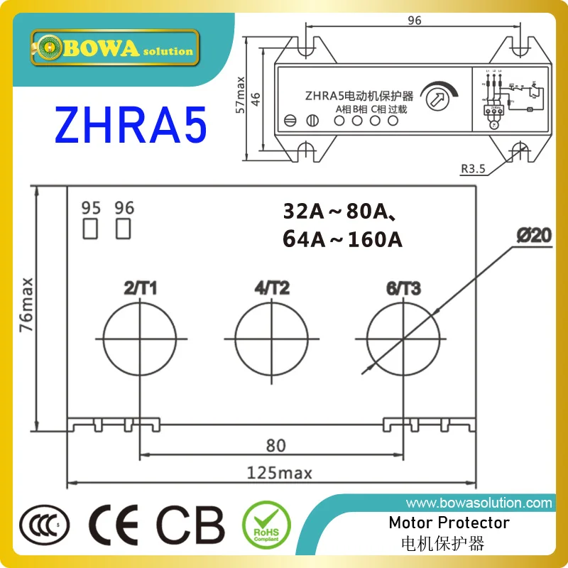 ZHRA5 emotor Встроенный протектор с регулировкой ручки является прямым и простым в эксплуатации, чтобы удовлетворить различные скорости тока двигателей