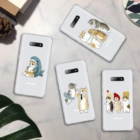 funny cartoon cat phone case transparent for samsung galaxy a71 a21s s8 s9 s10 plus note 20 ultra