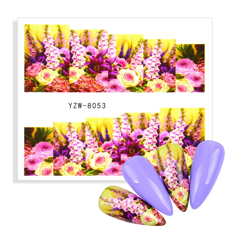 

Новинка 2021, водные переводки, слайдер, летний, лавандовый, цветок, зеленые листья, наклейки для ногтей, обертывания, украшения для самостояте...