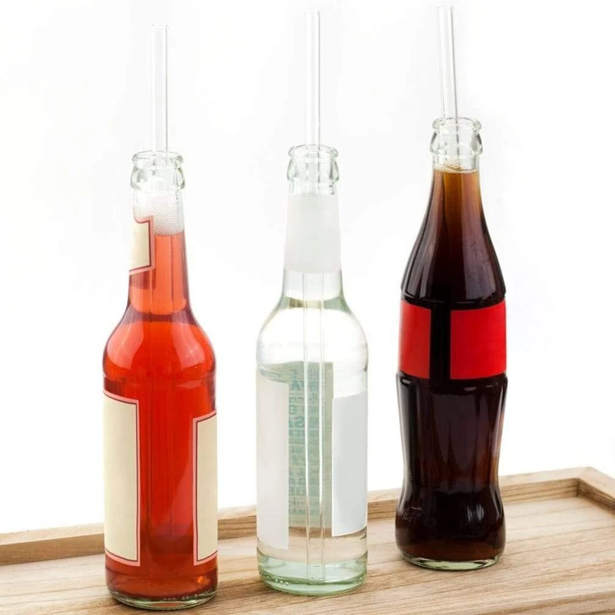 Стеклянные питьевые соломинки длиной 25 см прозрачные многоразовые стеклянные