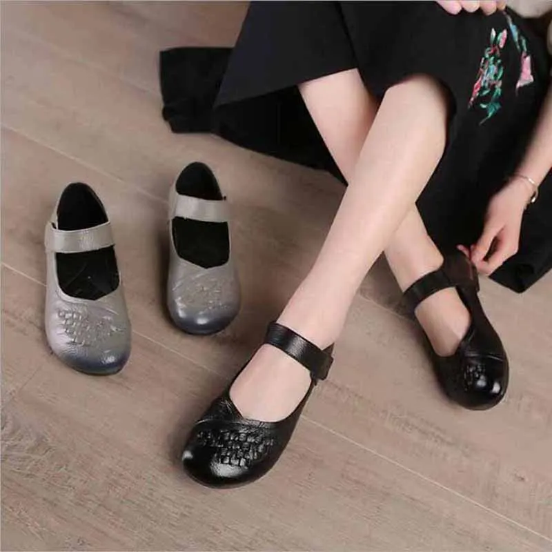 

High Quality Flats Women Genuine Leather Flats Shoes Handmade Comfort Loafers Leisure Women's Shoes Slipony