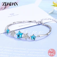 zdadan 925 sterling silver blue star crystal bracelet for women fashion wedding jewelry gift