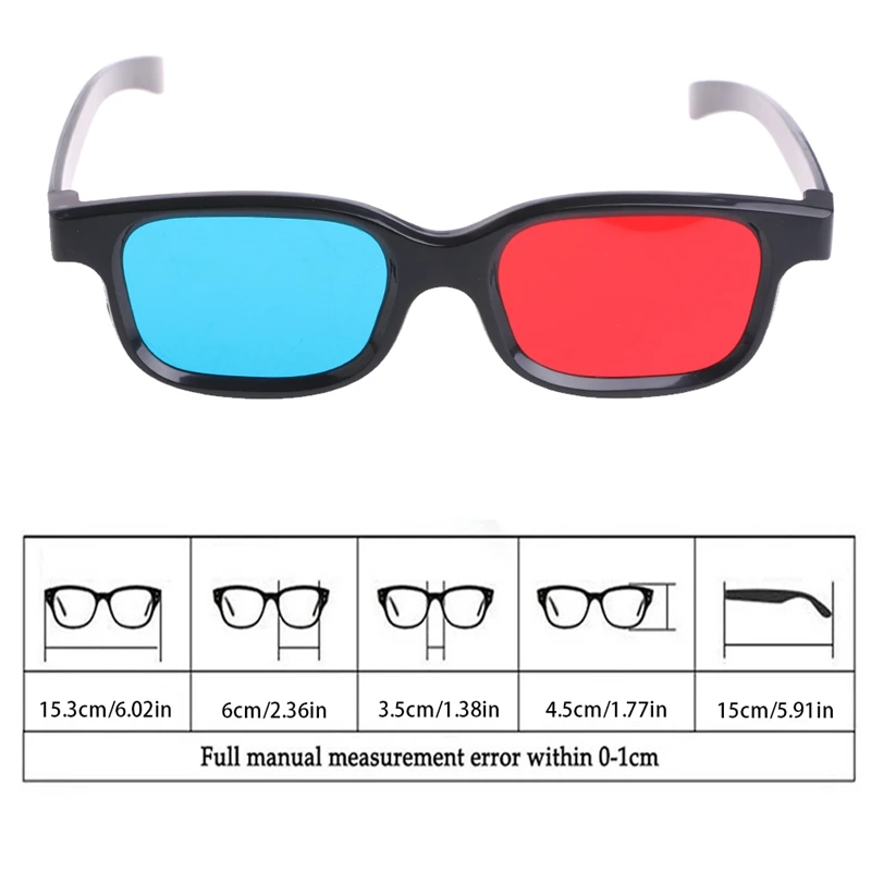 

Universal Black Frame Red Blue Cyan Anaglyph 3D Glasses 0.2mm For Movie Game DVD