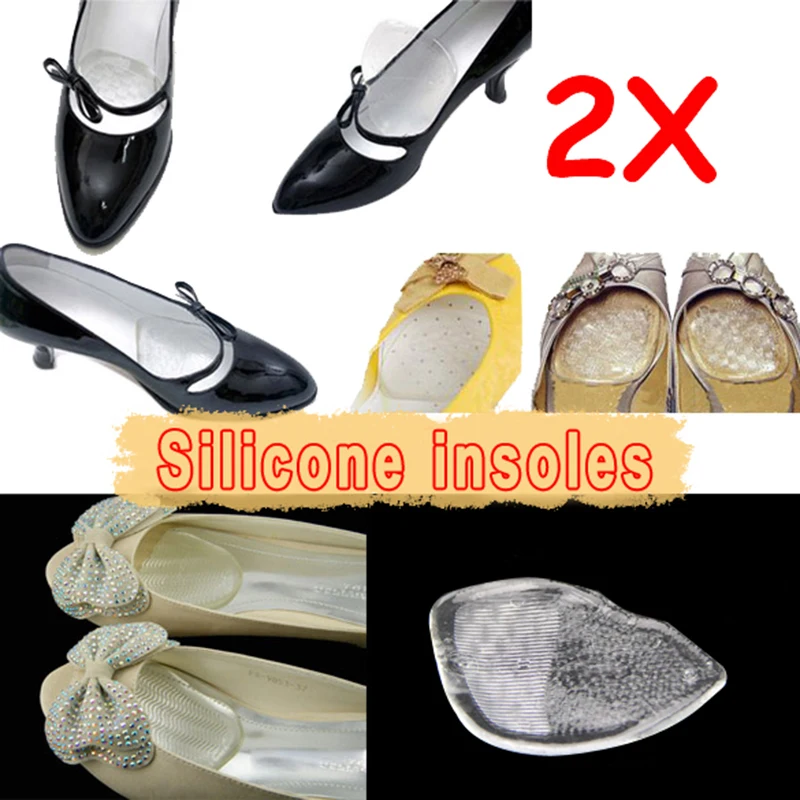 

1 Pair Silicone Elastic Insoles Cushion Protector Feet Palm Care Shoe Pad FS99