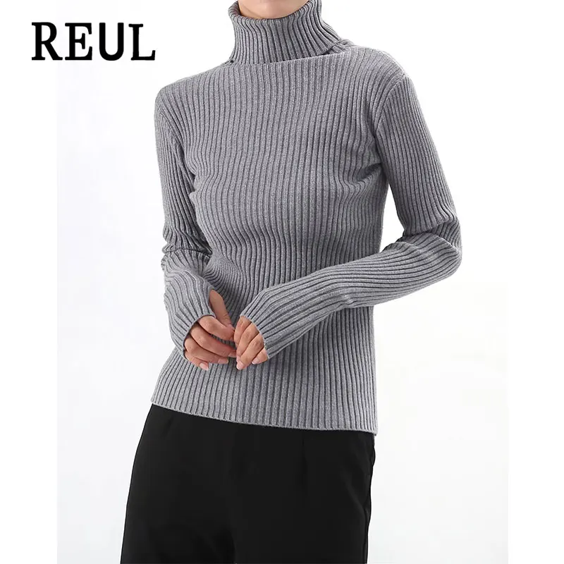 

Осенний женский модный свитер, плотный теплый облегающий тянущийся вязаный свитер, винтажные женские пуловеры с длинным рукавом и высоким ...