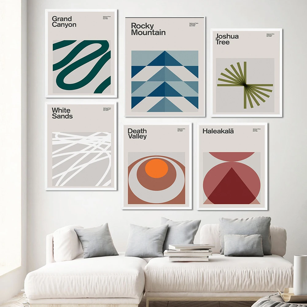 

National Park Medieval Abstract Travel Poster Geometric Minimalism Art Print Living Room Home Decoration Painting