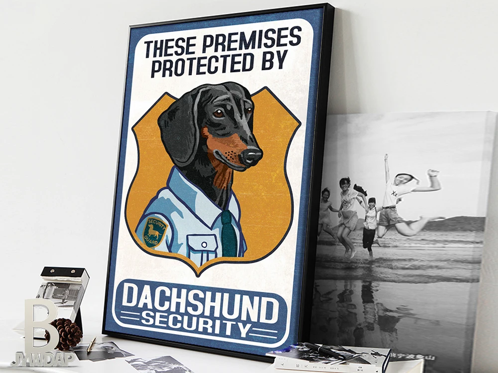 Винтажная животная Картина на холсте такса охранная собака знака стена