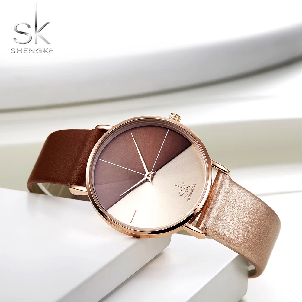

Shengke Women's Watches Fashion Leather Wrist Watch Vintage Ladies Watch Irregular Clock Mujer Bayan Kol Saati Montre Feminino