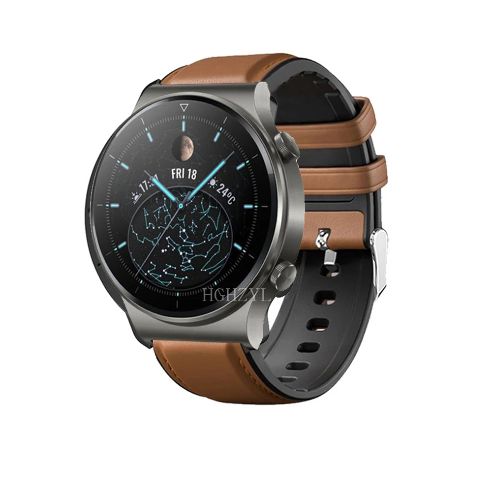 Ремешок из кожи и силикона для Huawei Watch GT 2 (46 мм) цвет в ассортименте - купить по