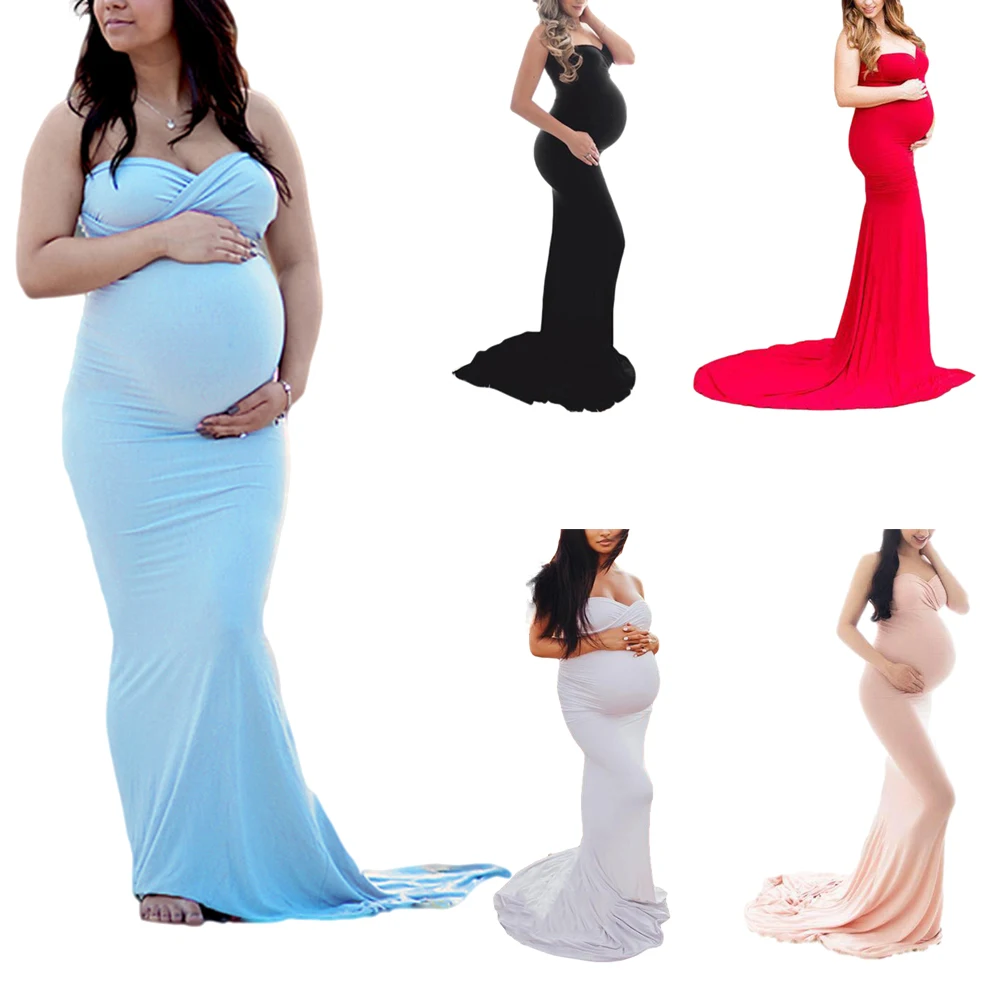 

Pregnant Women'S Photography Clothing Chiffon Dress Mopping Long Skirt Strapless Tube Top Lace Dress Photo Shoot Skirt 2021 New
