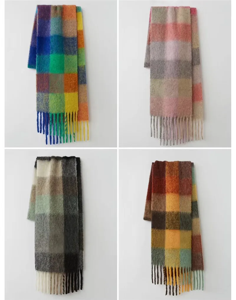 

Winter Plaid Cashmere Scarf Fashion Shawl Colored Chequered Scarves Warm Students' Necks and Thicker bufanda invierno mujer