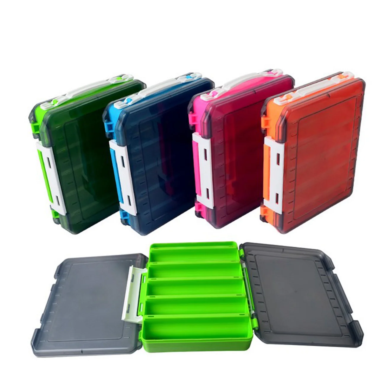 

1 шт. ящик для рыболовных снастей 16 Отсеков Рыболовные Приманки Коробка Двусторонняя ящик для рыболовных принадлежностей большой Размеры а...