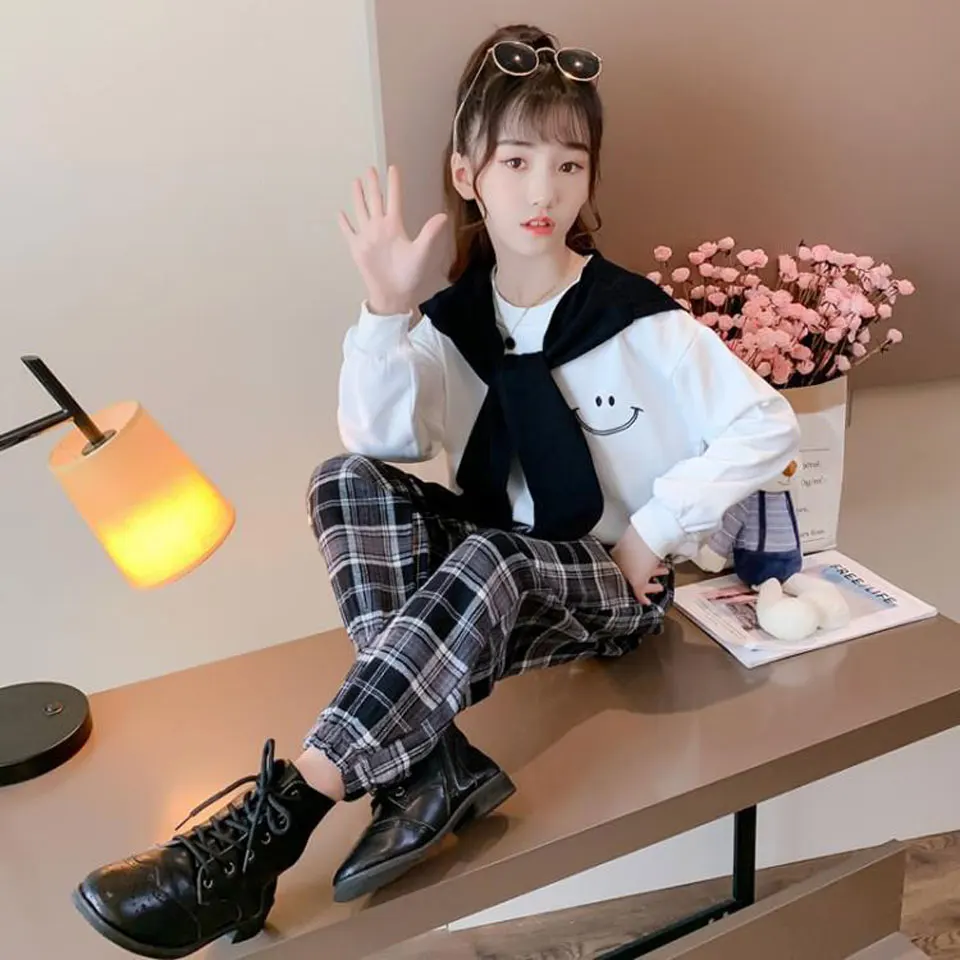 Осень 2020 одежда для маленьких девочек свитшот с длинным рукавом + штаны детская