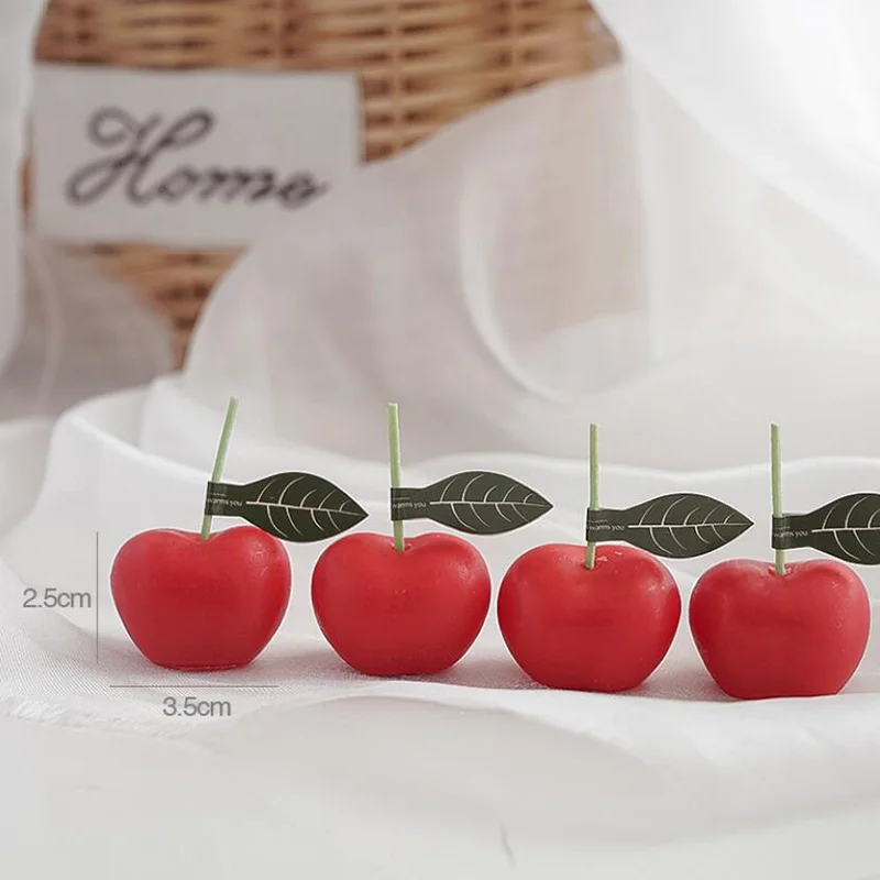 

4Pcs/Set Cherry Candle Creative Decoration Paraffin Wax Aromatherapy Candle INS Photo Props Home Decoration Scented Candles
