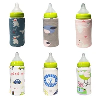 t8nd baby bottle insulation cover usb portable thick warm universal cartoon printing constant temperature heating case