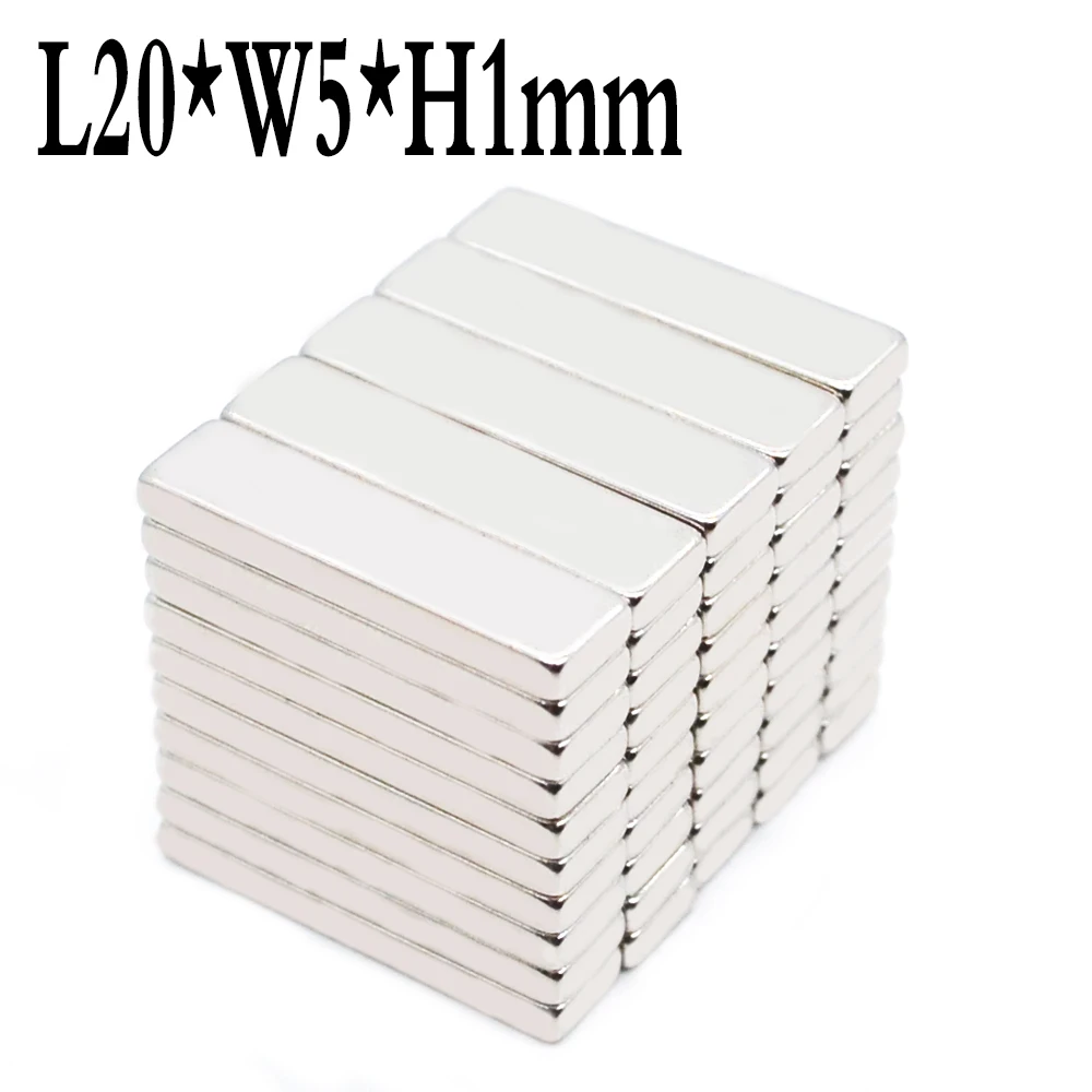 

1000Pcs 20x5x1 Neodymium Magnet 20mm x 5mm x 1mm N35 NdFeB Block Super Powerful Strong Permanent Magnetic Imanes