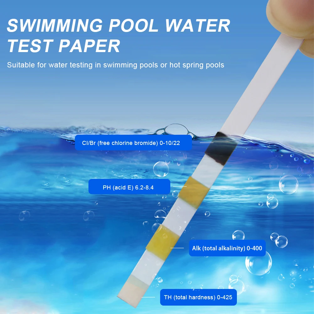 50 шт. многоцелевой хлора рН Тесты полоски спа бассейн воды er Бумага CLH щелочности
