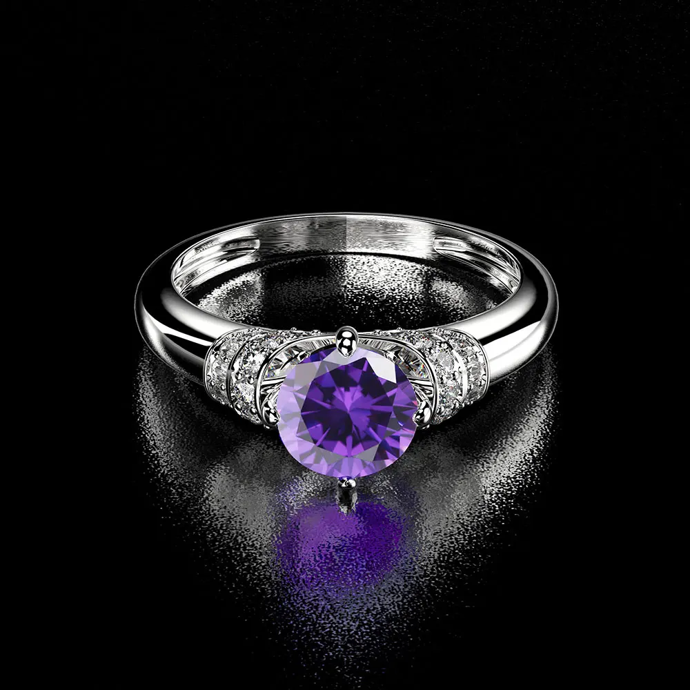 

Eternity Diamond Rings For Women 925 Sterling Silver White Gold Gemstone Amethyst Ring Natural Moissanite Ladies Ring